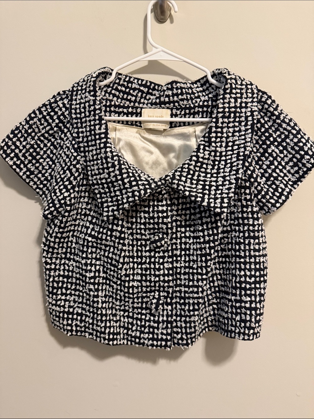 kate spade Black and White Tweed Short Sleeve Crop Top